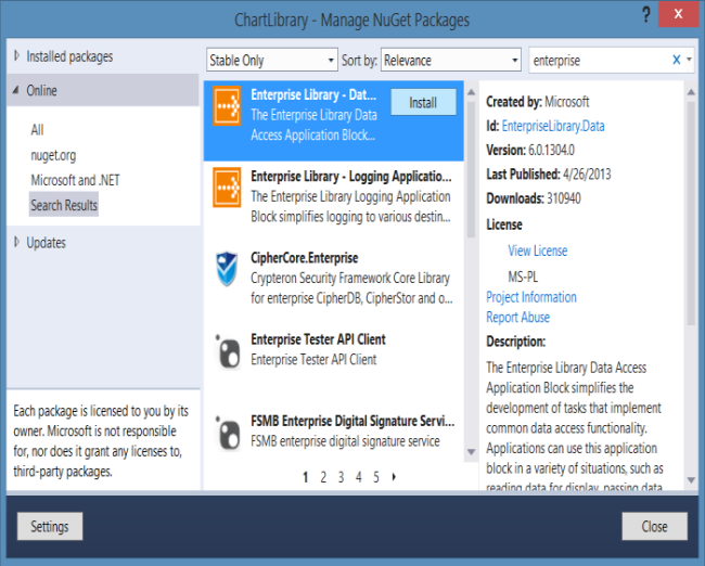 Adding Enterprise Library Package